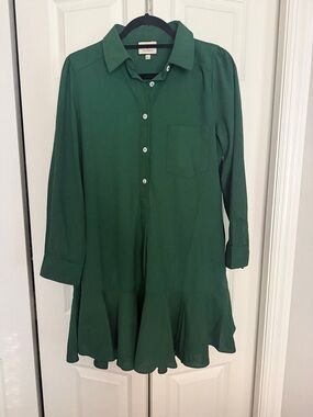 Tuckernuck Green Crepe Callahan Shirt Dress